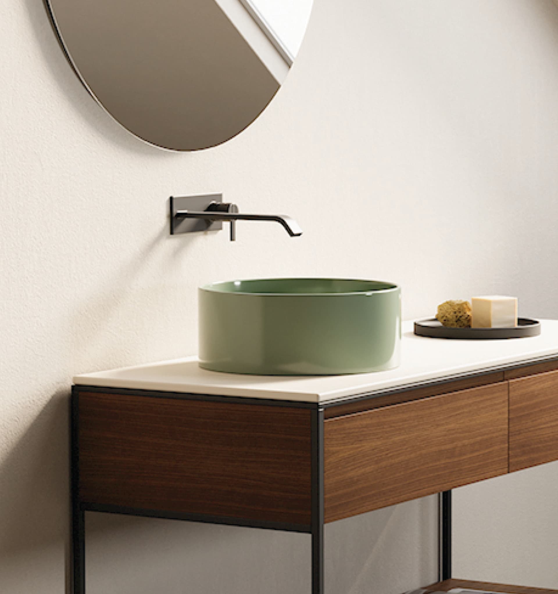 Nic
OVVIO TONDO
Countertop round ceramic washbasin