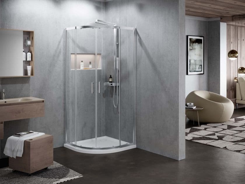 NOVELLINI
ZEPHYROS 2.0 R
Corner glass and aluminium shower cabin with sliding door