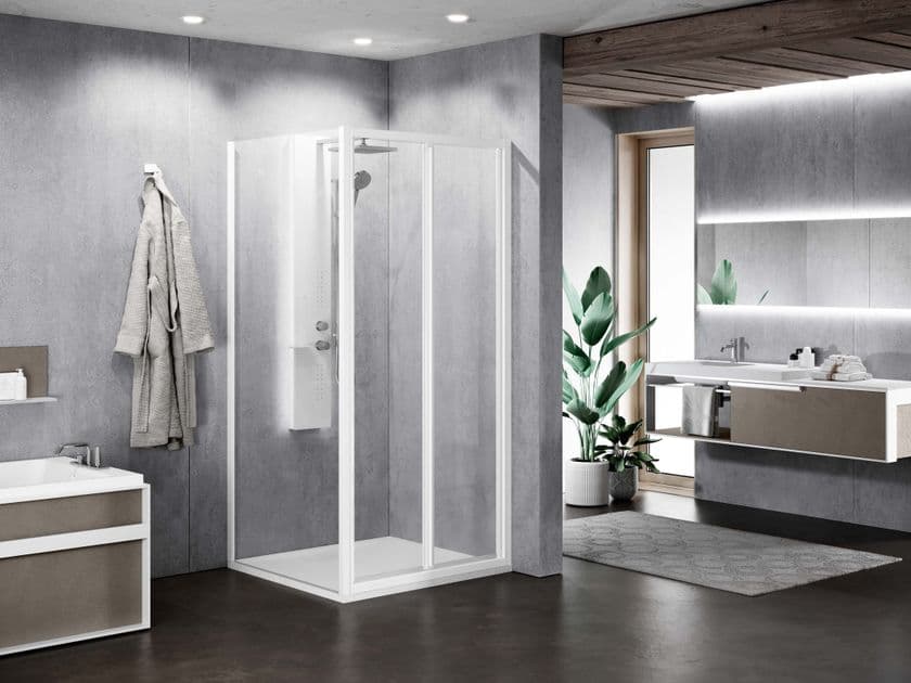 NOVELLINI
ZEPHYROS 2.0 S IN OUT
Corner glass and aluminium shower cabin with folding door