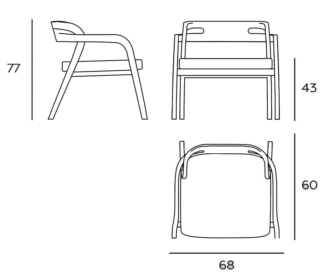 Passoni
GENEA LAZY
Solid wood easy chair with armrests