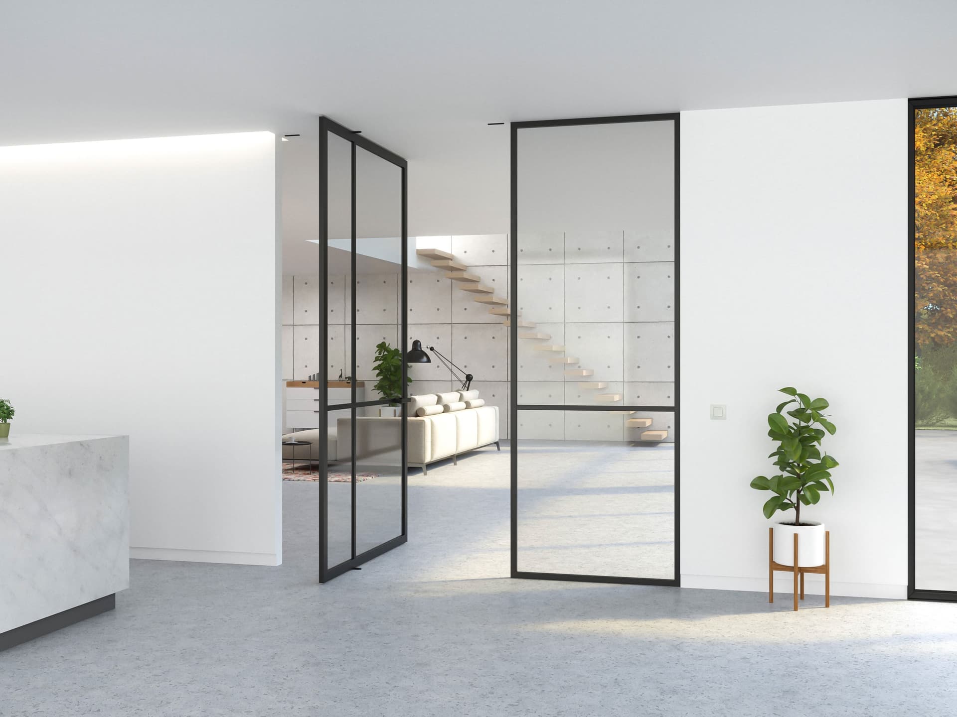 Portapivot
PORTAPIVOT 5730 + FIXED PARTITION
Glass and aluminium door