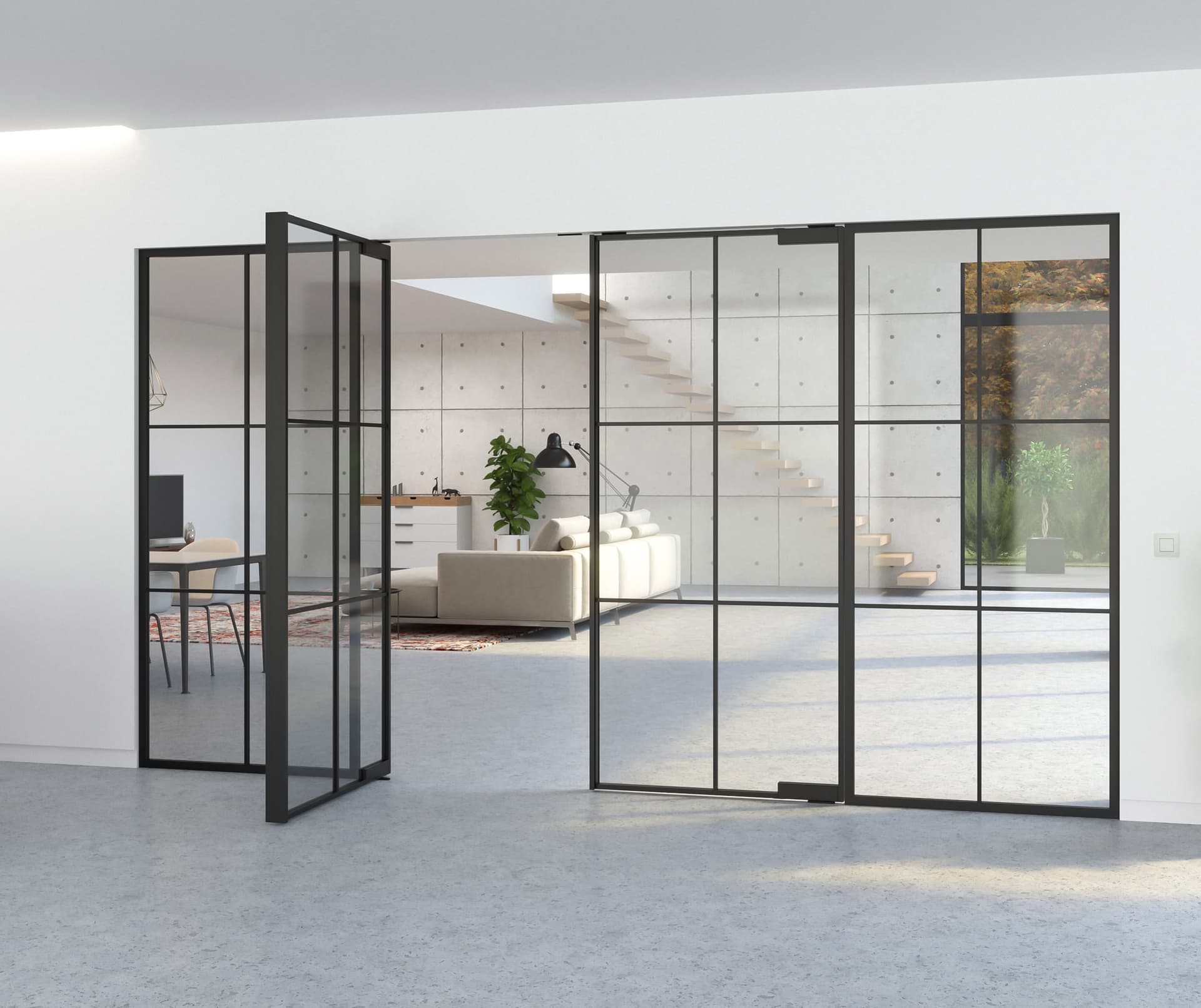 Portapivot
PORTAPIVOT MINI-MAX - DOUBLE DOOR+FIXED
Pivot glass and aluminium door
