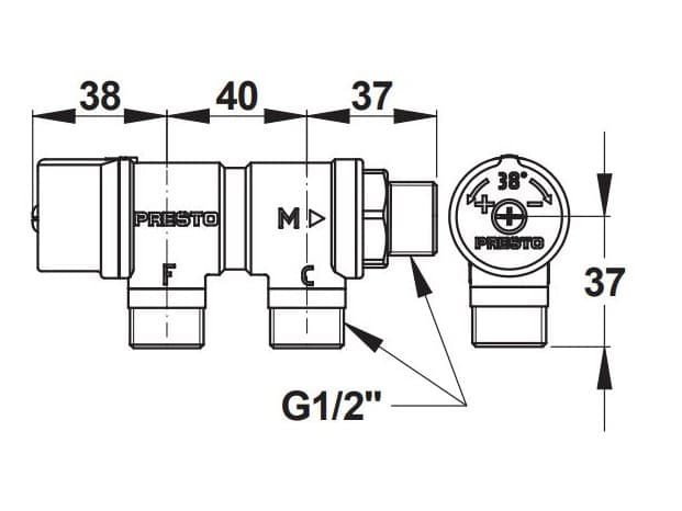 PRESTO
Thermostatic mixing valve
Thermostatic mixing valve