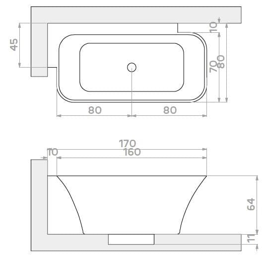 Relax Design
SVASE
Semi-inset rectangular Luxolid® bathtub