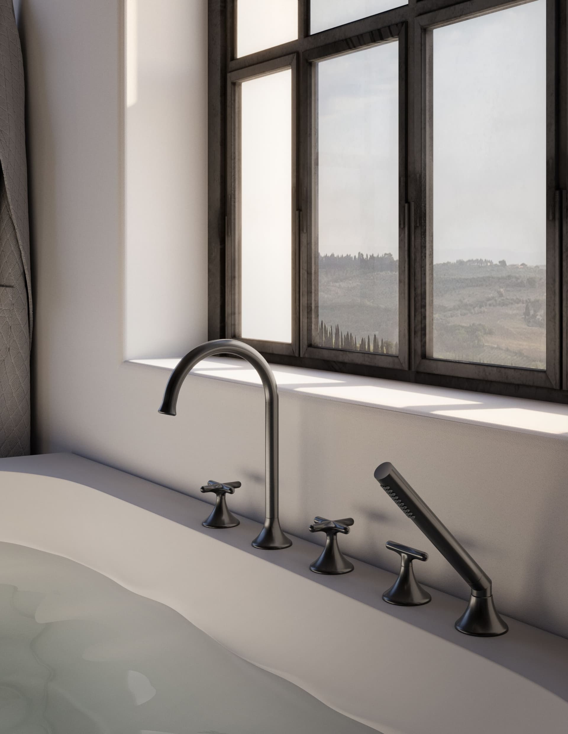 Rubinetterie Treemme
BLISS IT 1E06
Deck mounted 5 hole bathtub tap with hand shower