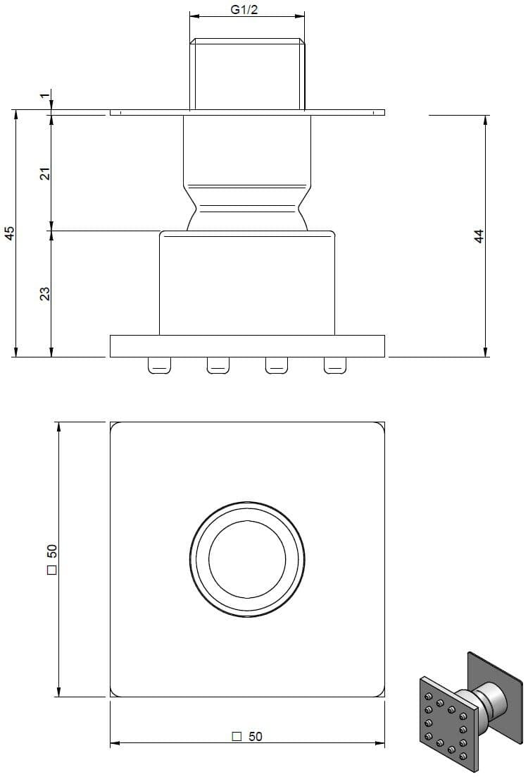 Rubinetterie Treemme
W-TOUCH RWIT 1BE4 / 2847 / 3B47 / RTBR / RTGA
Thermostatic shower set with overhead shower
