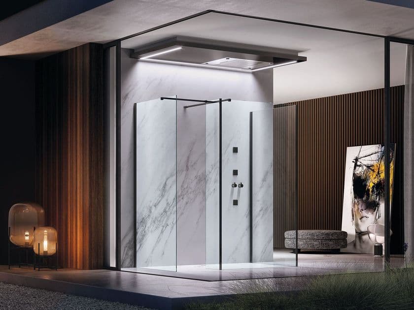 Samo
OPEN
Fixed shower screen in tempered glass for various configurations