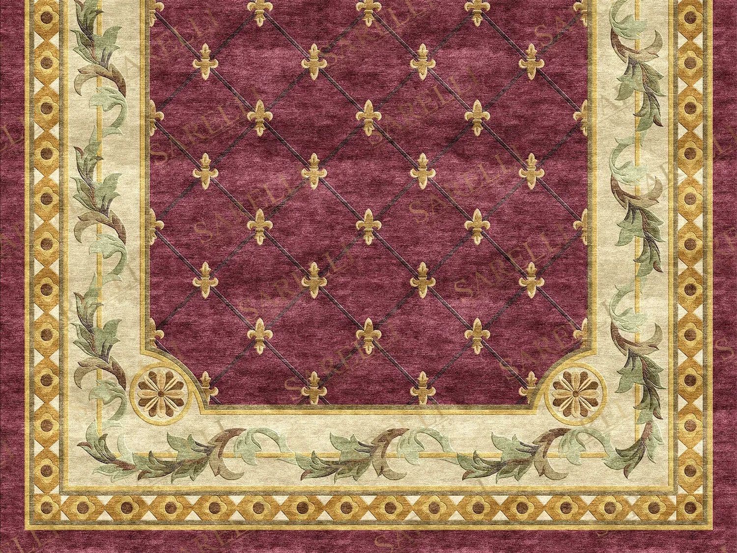 Sarelli Interiors Textiles
BAROQUE FLORAL RED ROSETTE
Custom handmade rug