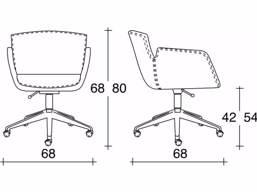 TALIN
NUBIA 2905
Height-adjustable leather office chair with castors with 5-spoke base