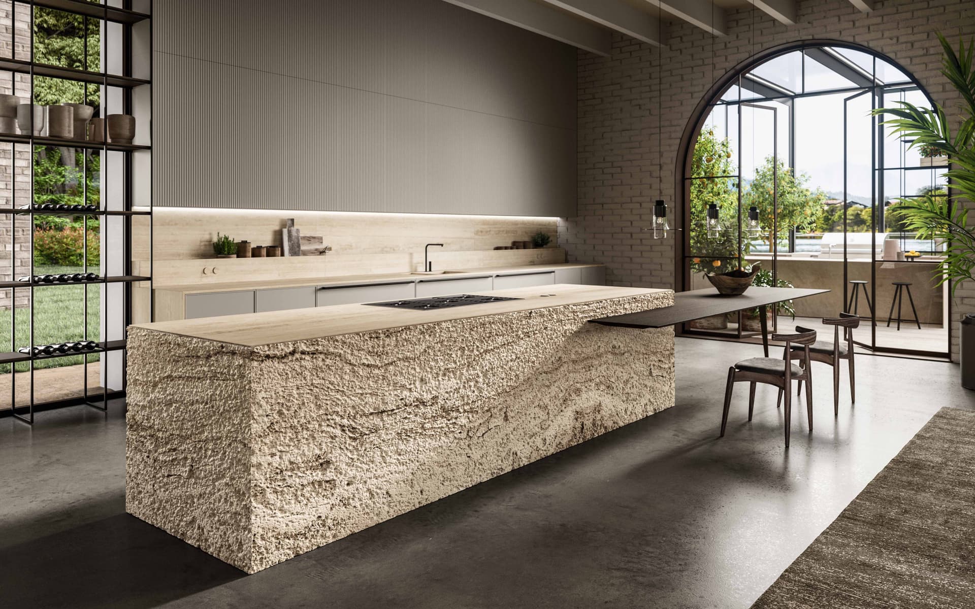 THE CUT
VITAE
Custom kitchen with island and wine room