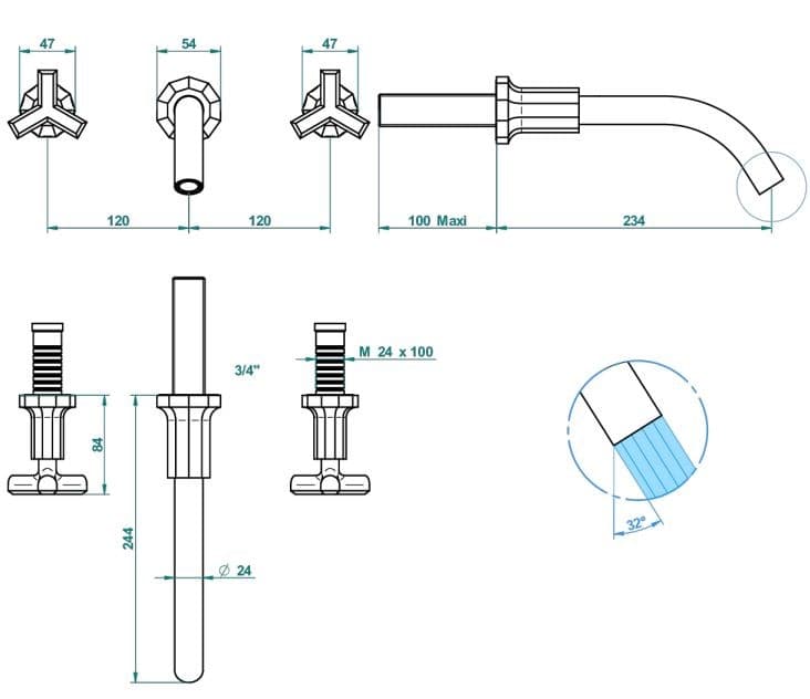 THG Paris
LES ONDES
Wall mounted basin mixer