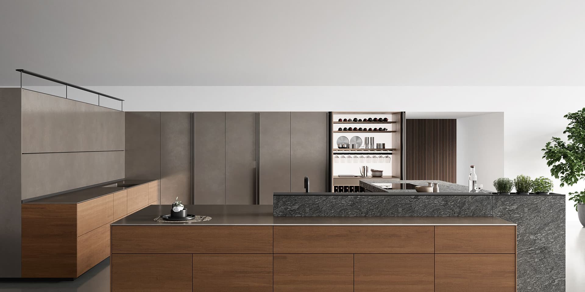 Valcucine
ARTEMATICA TACTILE HEZELNUT WITH NEW LOGICA
Walnut fitted kitchen