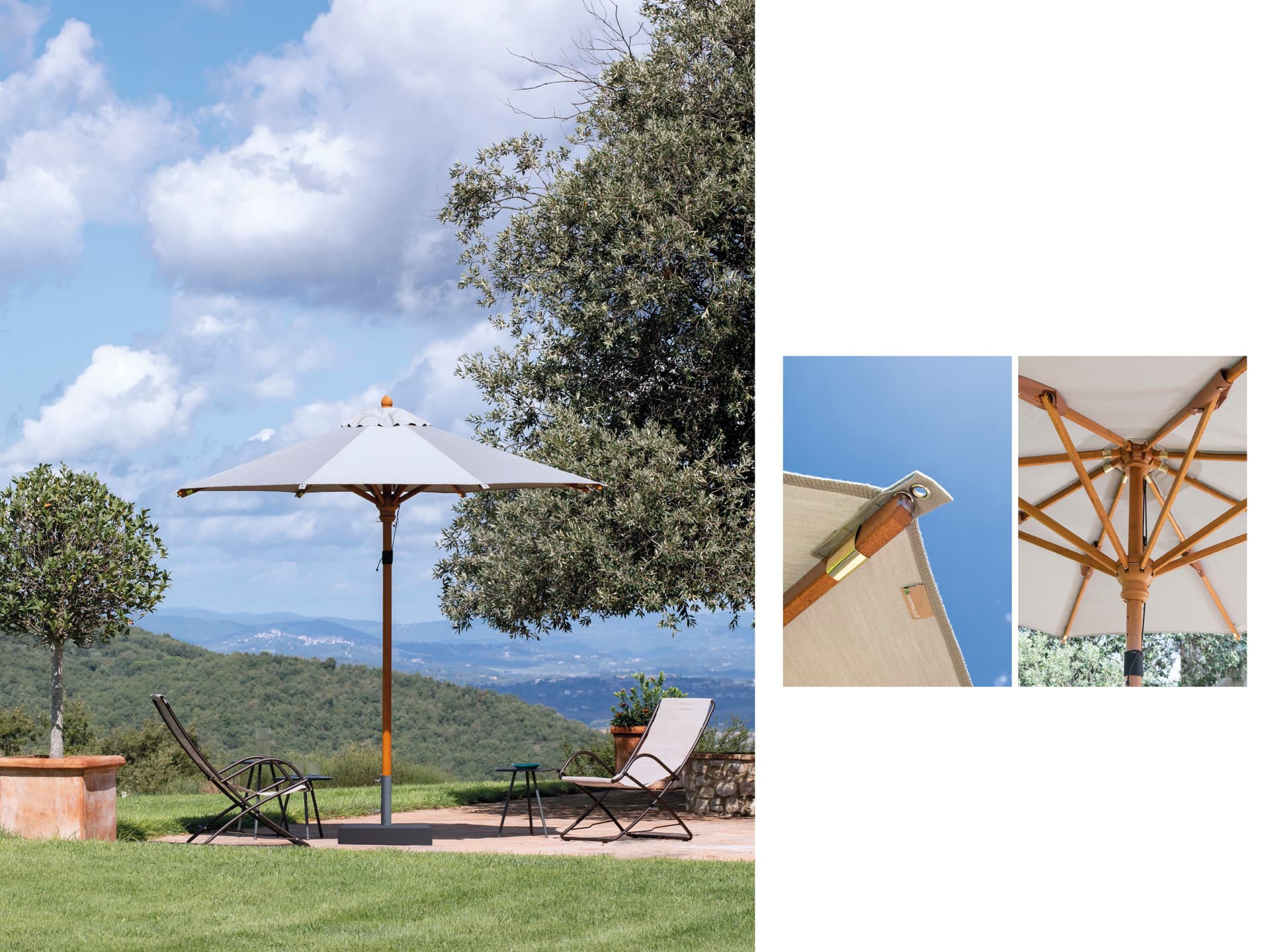 Vermobil
ABRI
Round Garden umbrella with telescopic system