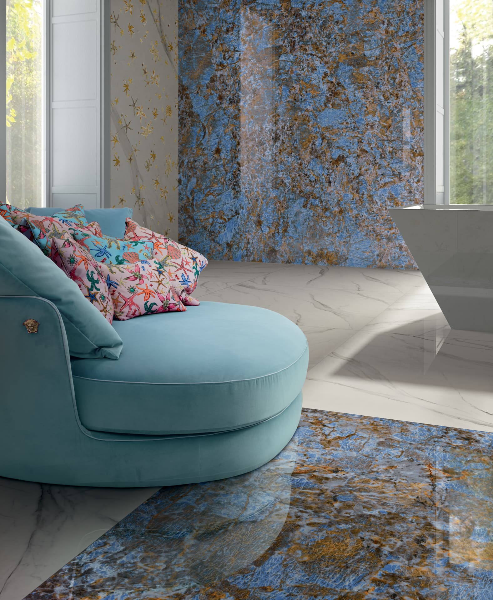 Versace Ceramics
MAXIMVS GALAXY BLUE
Porcelain stoneware wall/floor tiles with marble effect