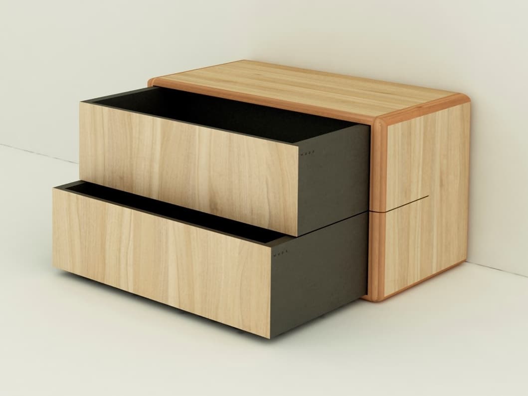 WUDA
ARCA
Rectangular wooden bedside table with drawers