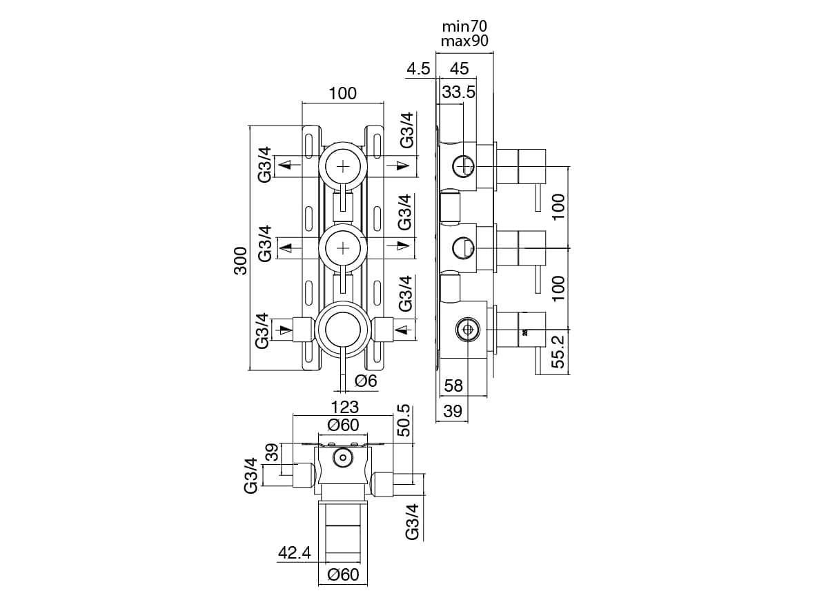 ZAZZERI
Z316 MONO
Thermostatic stainless steel shower mixer with overhead shower